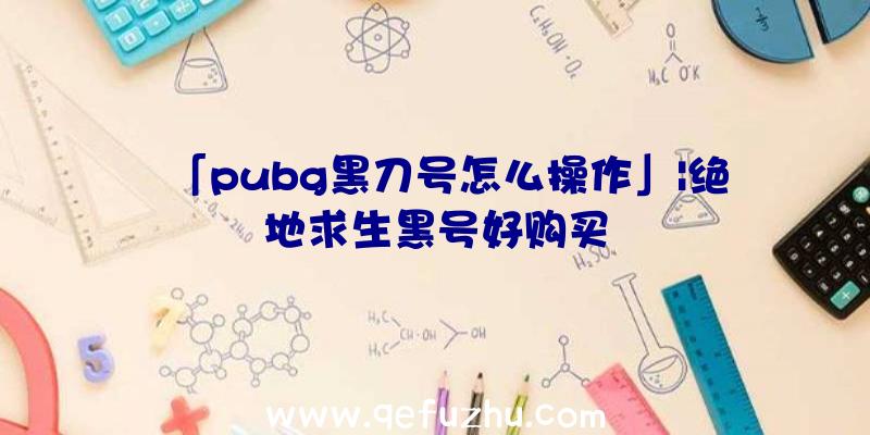 「pubg黑刀号怎么操作」|绝地求生黑号好购买